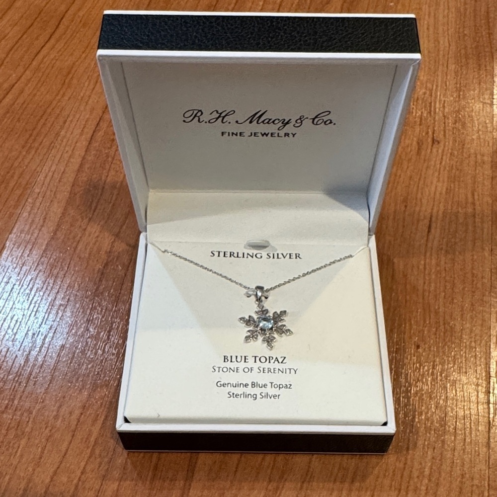 Macy's Sterling Silver Necklace with Blue Topaz